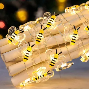 1 упаковка пчелиных гирлянд на батарейках Пчелиные гирлянды для комнатных растений патио вечеринок Свадеб Рождественских декоративных гирлянд
