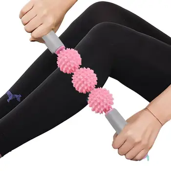 Стержень для расслабления мышц, Роликовая массажная палочка для йоги, мужская и Женская Массажная палочка с шариками-ежиками