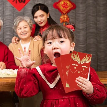60 шт. красных конвертов на китайский Новый год, весенний фестиваль, счастливые денежные пакеты на Год Дракона 2024