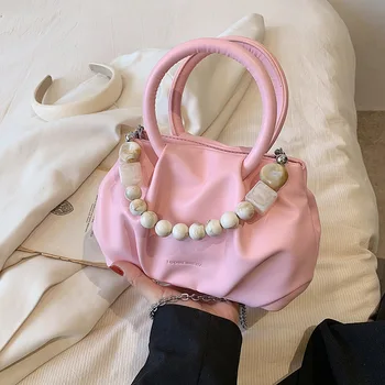 Розовая женская сумка 2023 года, новая тенденция плиссированного простого дизайна, маленькие сумки, сумки-мессенджеры, женская сумка-тоут, женская мини-сумочка с рюшами.