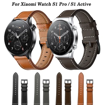 22 мм Кожаный Ремешок Для Часов Xiaomi Mi Watch S1 Active /Color 2 /S1 Pro Smartwatch Band Глобальная Версия Спортивного Браслета Ремешок Correa