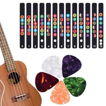Наклейка на гитарный гриф, сверхпрочные наклейки на гитарный гриф, наклейки для нот акустической гитары с 5 медиаторами, накладка на гриф.