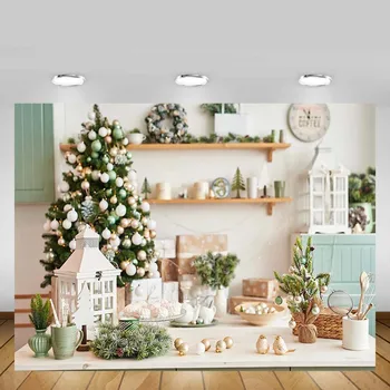 Рождественский фон Mehofond, кухня, туманно-белая стена, Обеденный стол, украшения для детской портретной фотографии, Фон для фотостудии