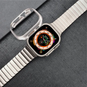 Для Apple watch ultra band + чехол с регулировкой 49 мм Браслет из нержавеющей стали для iwatch ultra 49 мм чехол для ПК + ремешок на запястье
