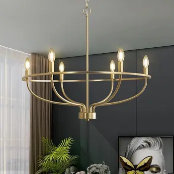 Новая простая люстра с 6 головками, Гостиная, спальня, Железный Американский светильник в индустриальном стиле, Роскошный подвесной светильник для домашнего декора
