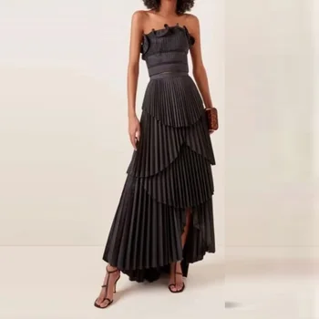 Вечерние платья для выпускного вечера Katerina Black трапециевидной формы, простое элегантное вечернее платье без бретелек длиной до щиколоток, женские платья 2023 года.