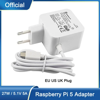 27 Вт Официальный Блок Питания Raspberry Pi 5 5.1 V 5A USB-C Блок Питания US EU UK Plug Micro USB Адаптер Питания для Raspberry Pi 5