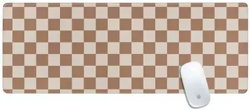 Шахматная доска Нейтральный клетчатый дизайн 31,5 x 11,8 Большой игровой коврик для мыши с прошитыми краями Клавиатура Коврик для мыши Настольный коврик для дома