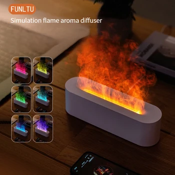 Новая модель увлажнителя с имитацией пламени 3D красочный атмосферный рассеиватель света creative home ультразвуковой рассеиватель