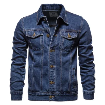 Весна 2023, мужские джинсовые куртки с отворотами, модные мотоциклетные джинсовые куртки, Мужские облегающие хлопковые повседневные черные синие пальто