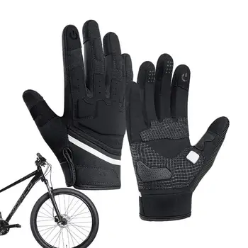 Велосипедные перчатки со светоотражающей подкладкой, велосипедные перчатки с сенсорным экраном, амортизирующие противоскользящие Mtb перчатки для занятий спортом в тренажерном зале