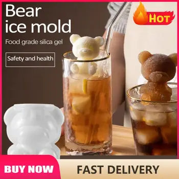Силиконовая форма для изготовления кубиков льда в форме медведя 3D Форма для шоколадного торта Форма для теста для конфет Для кофе, молока, чая, помадки, виски Форма для льда