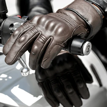Зимние мотоциклетные велосипедные перчатки из плюша и толстой водонепроницаемой ткани для мужчин-мотоциклистов, теплые кожаные перчатки с сенсорным экраном