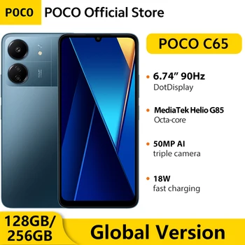 POCO C65 Глобальная версия 128 ГБ/256 ГБ MediaTek Helio G85 Восьмиядерный NFC 5000 мАч 6,74 
