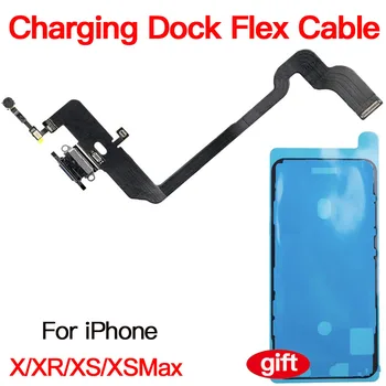 Гибкий кабель Charing Dock для iPhone X XR XS Max, сменный порт зарядного устройства с микрофоном + водонепроницаемая лента для экрана