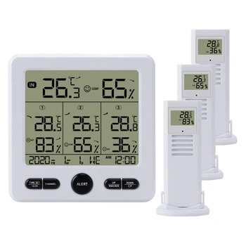 Цифровой термометр-гигрометр для помещений и улицы, многофункциональная температура и влажность с беспроводным датчиком, белый