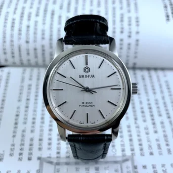 Мужские механические часы BAIHUA с ручным заводом, наручные часы Shenyang Factory Reloj Business Man, черная кожа, старые часы Orologio