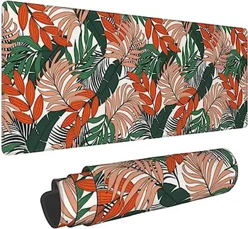 Большой дизайн коврика для мыши с тропическими растениями, удлиненный игровой коврик для мыши с прошитым краем, Забавные подарки для женщин 31,5 * 11,8 дюйма