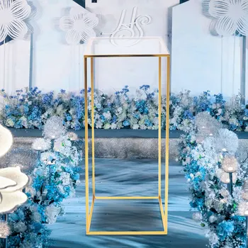 Прозрачная металлическая колонна на верхнем этаже, цветочная подставка для украшения свадебного ужина в центре