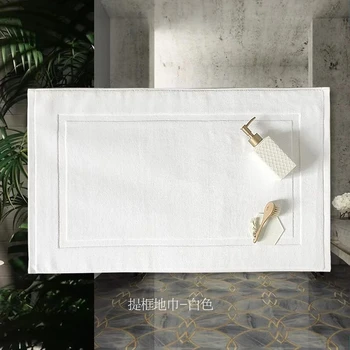 Белое напольное полотенце, утолщенный жаккардовый коврик для СПА-ванной, гостиничный дом, серые коврики для ванной, нескользящее водопоглощающее полотенце для ванной из 100% хлопка