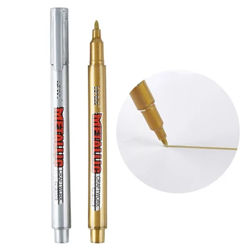 Металлические маркеры цвета: золотистый, серебристый, перманентные художественные маркеры для художественных иллюстраций, скрапбукинга, маркировочная ручка для ткани.