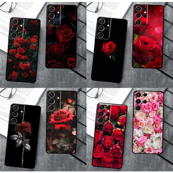 Ярко-Красные Розы Цветы Чехол Для Samsung Galaxy S23 S21 Ultra S20 FE S9 S10 Plus Note 10 Note 20 S22 Ultra Fundas Coque