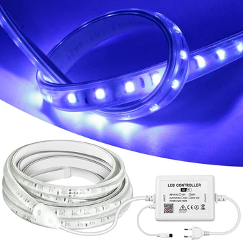Наружная светодиодная лента 220V RGB 5050 с ЕС-вилкой, Гибкая лента, водонепроницаемая светодиодная лента RGB, пульт дистанционного управления/ Bluetooth / Tuya Wifi для домашнего декора