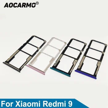 Aocarmo для XiaoMi Redmi 9 Металлопластиковый лоток для Nano Sim-карты Держатель слота microSD Запасная часть