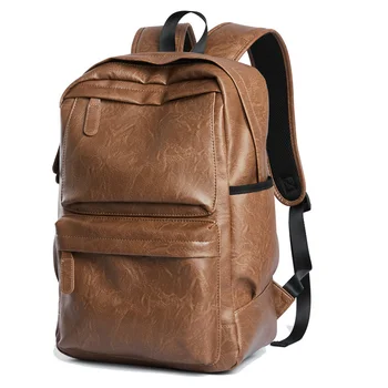 Высококачественный Кожаный мужской Модный рюкзак для ноутбука с диагональю 15,6 дюйма, водонепроницаемый дорожный рюкзак с противоугонной застежкой-молнией, бизнес-рюкзак Mochila