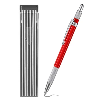 Карандаш для сварщиков с 12 шт. заправками с серебристой полосой, металлический маркер, механический сварочный карандаш для трубочистов, изготовление, красный