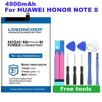 0 Циклов 100% Новый Аккумулятор LOSONCOER 4900 мАч HB3872A5ECW Для Huawei Honor Note 8 Note8 EDI-DL00 EDI-AL10 Бесплатные инструменты