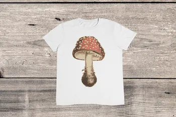 Винтажная футболка с рисунком грибов / Иллюстрация грибов /