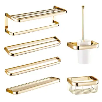 Золотой набор оборудования для ванны, настенный набор аксессуаров для ванной комнаты