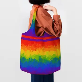 Симпатичная печать, ЛГБТ, Rainbow Pride, сумка для покупок, переносная Холщовая сумка для покупок, Сумки для геев и лесбиянок, Сумки для фотографий, Подарки