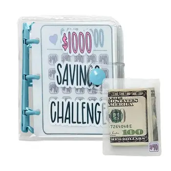 ПВХ $ 1000 Money Savings Challenge Binder Водонепроницаемый Мини-Бюджетный Связующий Конверт Savings Challenge Book Прочный Портативный