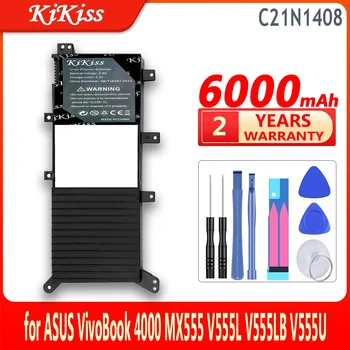 KiKiss Аккумулятор C21N1408 6000 мАч для ASUS VivoBook 4000 MX555 V555L V555LB V555U Аккумулятор Большой емкости