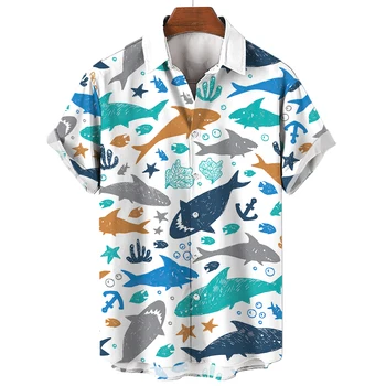 Мужская рубашка с гавайским принтом 3D, лучшая летняя модная рубашка Ocean World.
