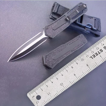 Micro OTF Tech Knife SC Series 440C Лезвие С Двойным Краем Твердостью 57HRC Из Авиационного алюминиевого Сплава С Черной Ручкой Нож Для Самообороны