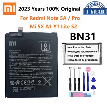 Оригинальный Xiao mi BN31 Сменный Аккумулятор Для Xiaomi Mi 5X Mi5X A1 MiA1 Redmi Note 5A Redmi Y1 Lite S2 Телефонные Аккумуляторы 3000 мАч