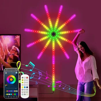 Светодиодная подсветка для фейерверков Dreamcolor LED с дистанционным управлением для рождественской вечеринки RGB Starburst Fairy Light.