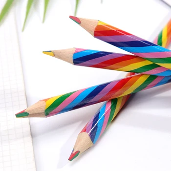 Новый карандаш для защиты окружающей среды из радужного дерева, 4-х цветной концентрический карандаш, яркий цвет, внешний вид, карандаш для письма в школьном офисе.