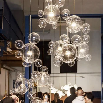 Современный светодиодный подвесной светильник Mickey Glass Bubbles для гостиной, столовой, журнальных столиков, люстры для спальни, светильника для домашнего декора