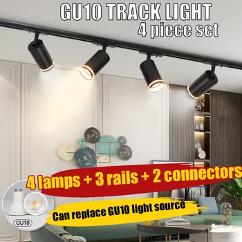 GU10 Track Light Комплект освещения для трека Rail 220V Точечные светильники Настенный светильник Светодиодный прожектор Кухонный магазин одежды Shop Home Track
