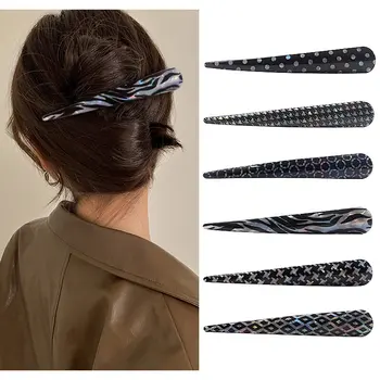 5,51-дюймовый акриловый лист с геометрическими прожилками, заколки для волос для женщин, Удлиненные листья для волос, аксессуары для волос, Головные уборы, украшения для волос