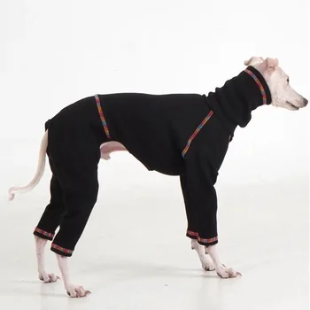 Комбинезон для собак, вязаная одежда для итальянской борзой из чистого хлопка, зимняя теплая четырехногая стрейчевая водолазка для собак, одежда для уиппета