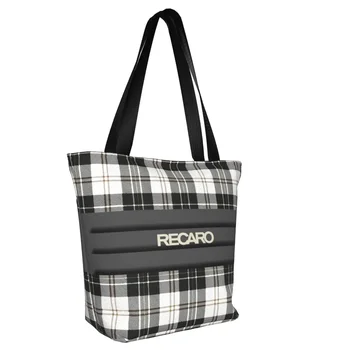 Кавайный шотландский тартан в клетку Recaros, сумки-тоут для покупок, холщовая сумка для покупок из вторичного сырья, сумка для покупок через плечо