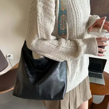 Сумка-тоут из искусственной кожи на молнии в Корейском стиле, большая вместительная сумка-ведро, сумка для сообщений, сумка через плечо, сумка для мамы, простая сумка на плечо, уличная