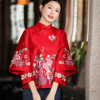 Традиционная одежда китайских женщин, костюмы, вышитая куртка с цветочным рисунком