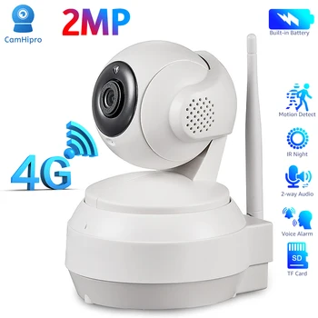 4G SIM-карта Беспроводная IP-камера с аккумулятором 1080P Купольная PTZ-камера домашней безопасности с двусторонним аудио сетевым видеонаблюдением Камеры видеонаблюдения