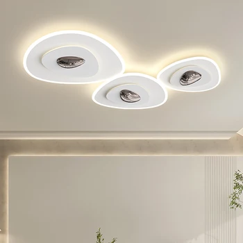 Ультратонкие потолочные светильники для гостиной Nordic Simple Modern Creative Кремово-белый светодиодный светильник House Intelligent Lamp Cobblestone